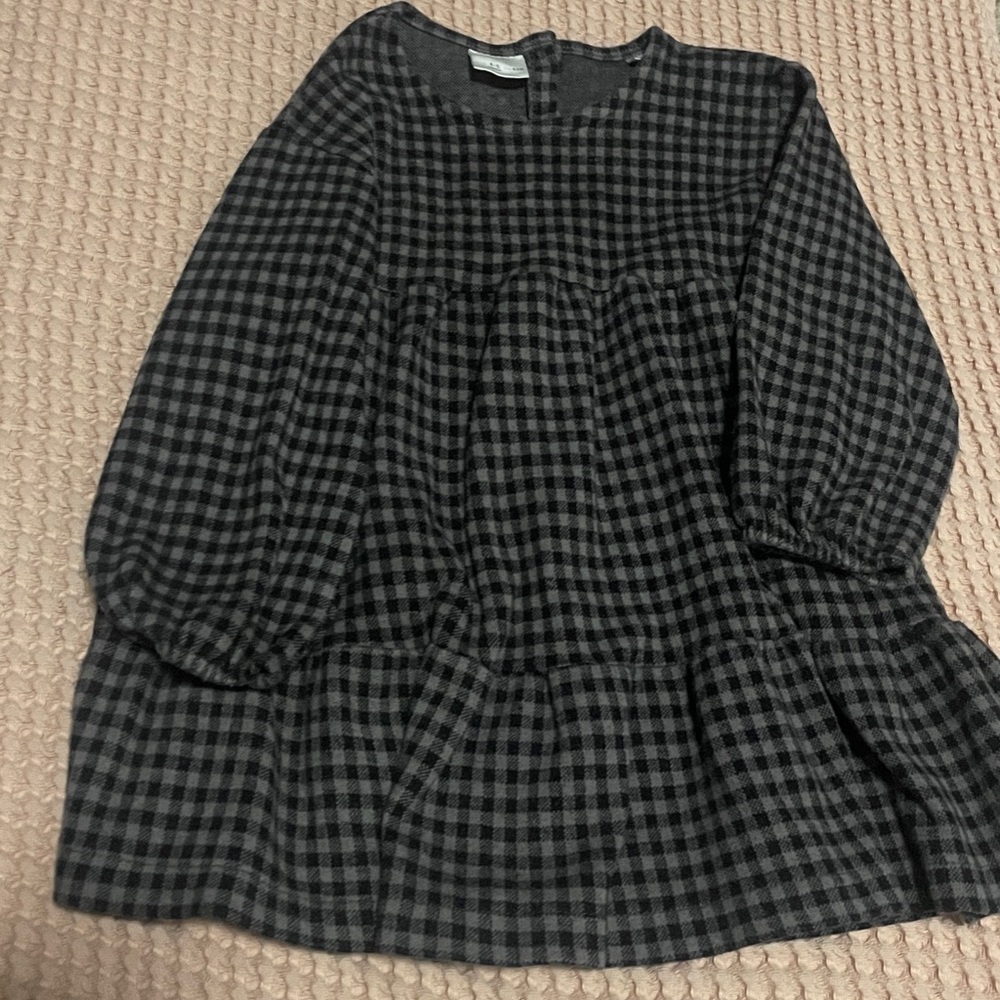 Zara Black & Gray Gingham Long Sleeve Tunic